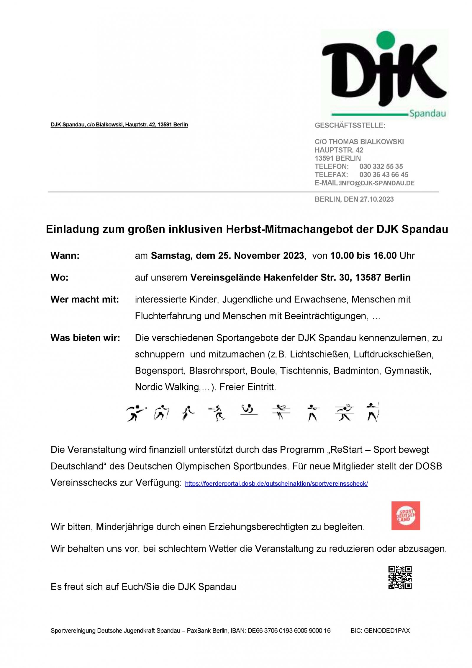 Einladung zum großen inklusiven Herbst-Mitmachangebot am 25.11..2023